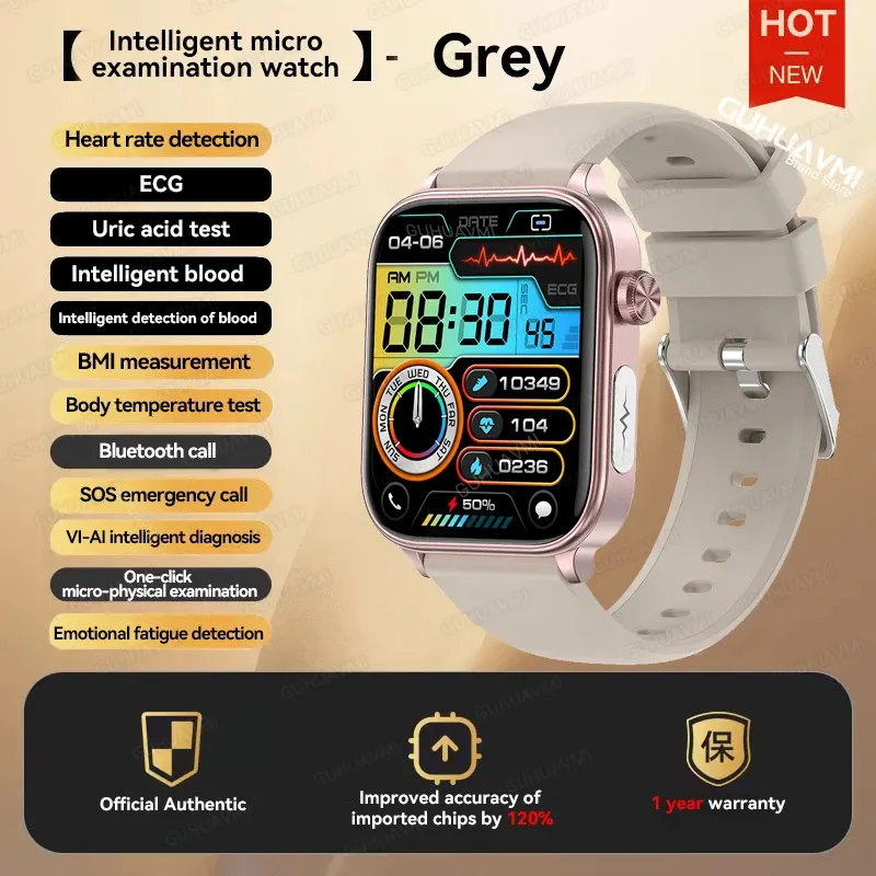 Reloj inteligente con IA para diagnóstico médico, ECG, PPG y fitness para hombres, Vayotoy