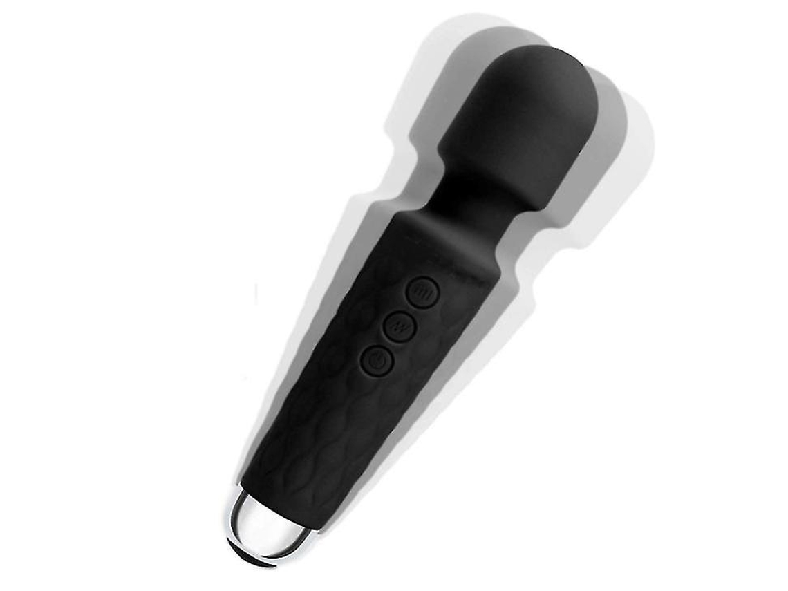 Masajeador de varita con 8 rangos de velocidad ultrapotentes y 20 pulsos, masajeador eléctrico inalámbrico, recargable por USB (negro)