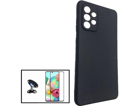 Carcasa + Protector + Soporte Magnético Samsung Galaxy A72 5G PHONECARE Silicona Liquida Negro