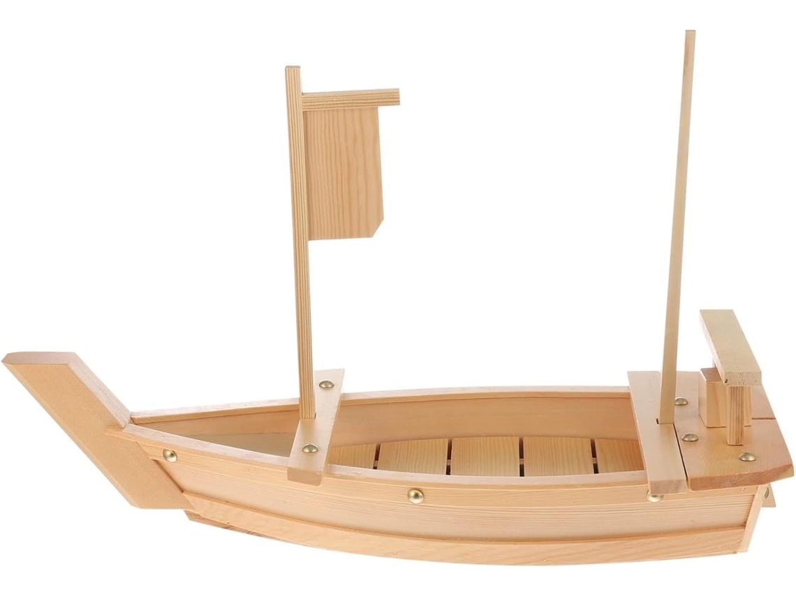 Elegante Bandeja Para Sushi Con Forma De Barco Para La Presentación De Sashimi, Fabricada En Material Sintético.