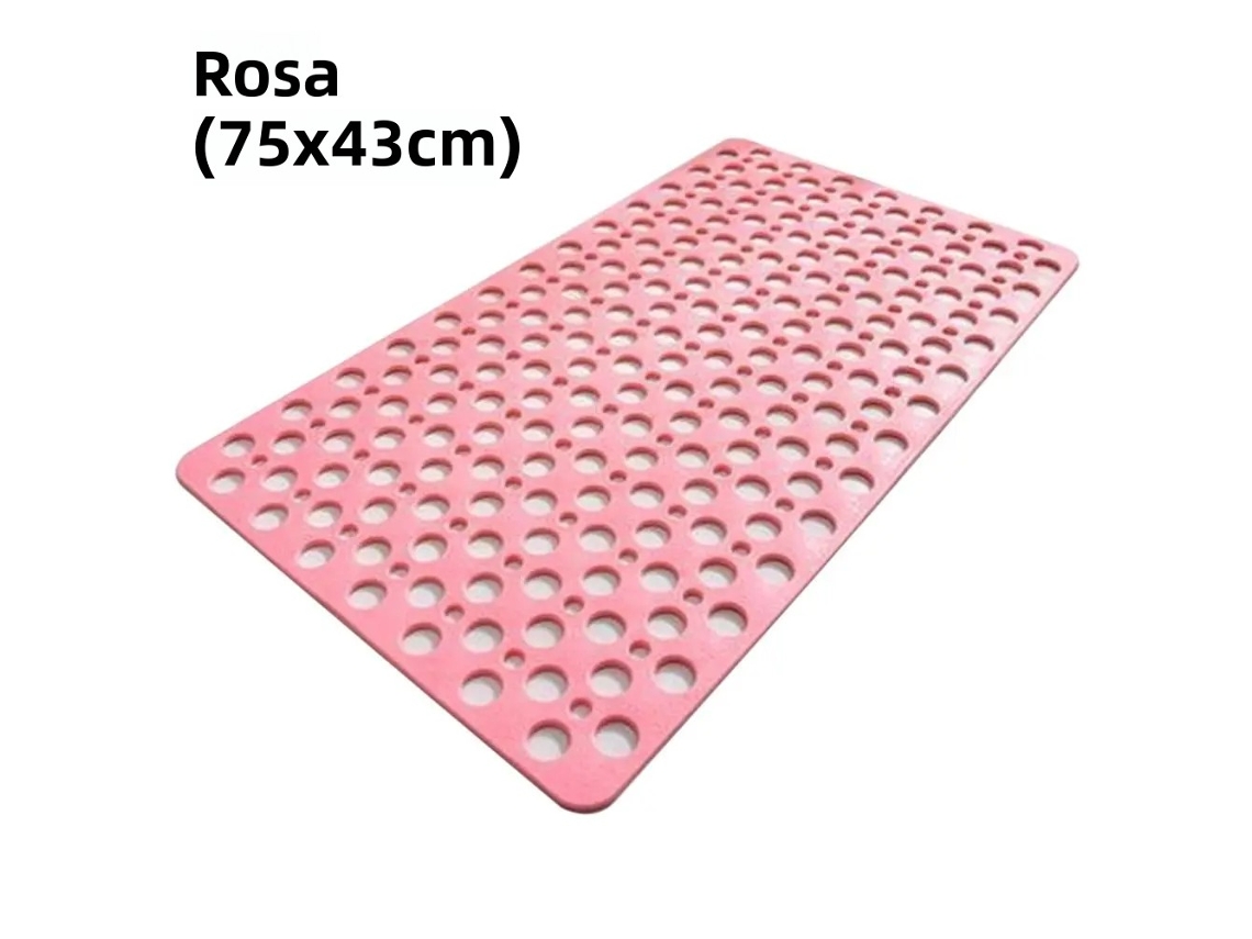Alfombrilla De Ducha Extragrande, Antideslizante Y Transpirable, Color Rosa (75 X 43 Cm), Con Ventosa Fuerte Y Material Tpe Antimoho.