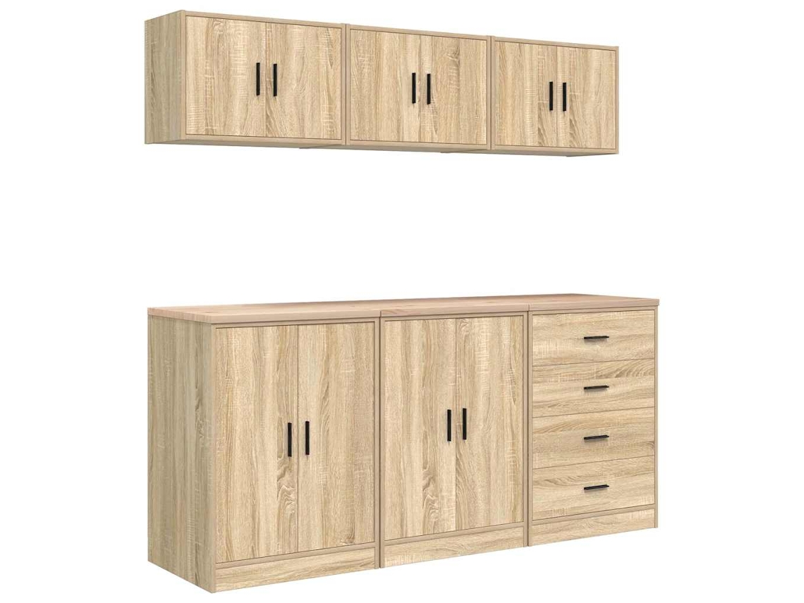 Conjunto de gabinetes de garaje de 6 piezas exclusivo de Sonoma Maison, derivados de madera de roble