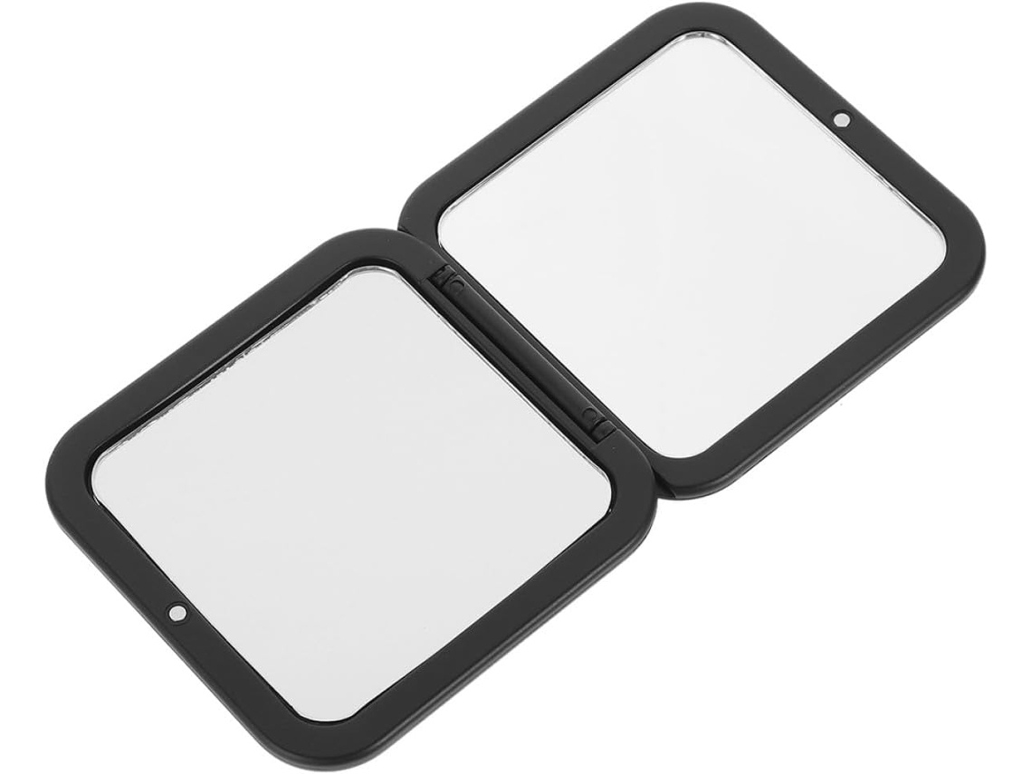 Espejo de bolsillo plegable con aumento de 10x, color negro, mini espejo compacto para viajes.
