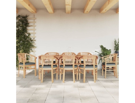 Conjunto 9 de comedor para jardín VIDAXL madera maciza de teca