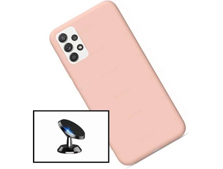 Carcasa + Soporte Magnético Samsung Galaxy A52 PHONECARE Silicona Liquida Rosa 71225