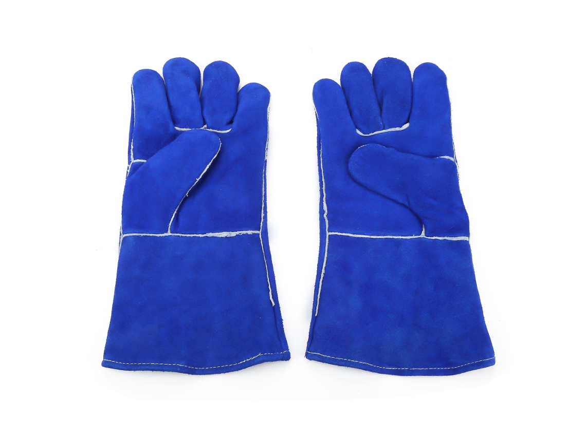 1 Par Blue Guantes Extendidos De Soldadura Resistentes Al Calor Para Hornear Cocinar Barbacoa