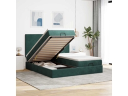 Estructura De Cama Otomana Colchones Terciopelo Verde Oscuro