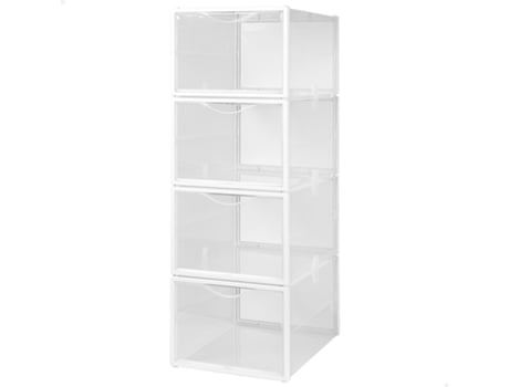 Pack 4 cajas zapatos plástico apilables y antivuelco MAX HOME