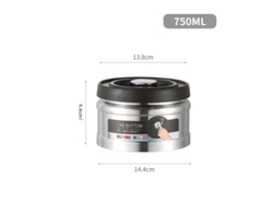 (plata 750ml) Caja De Almacenamiento De Café Al Vacío, Tipo Filtro A Presión, Fabricada En Acero Inoxidable 304.