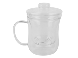 Vaso de vidrio transparente resistente al calor de 400 ml con tapa y filtro para té de oficina