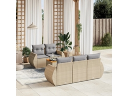 Conjunto de 6 sofás de jardín con cojines de mimbre beige Dkd Home Decor