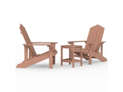 Maison Exclusive - Sillas De Jardín Adirondack Con Mesa Hdpe Marrón
