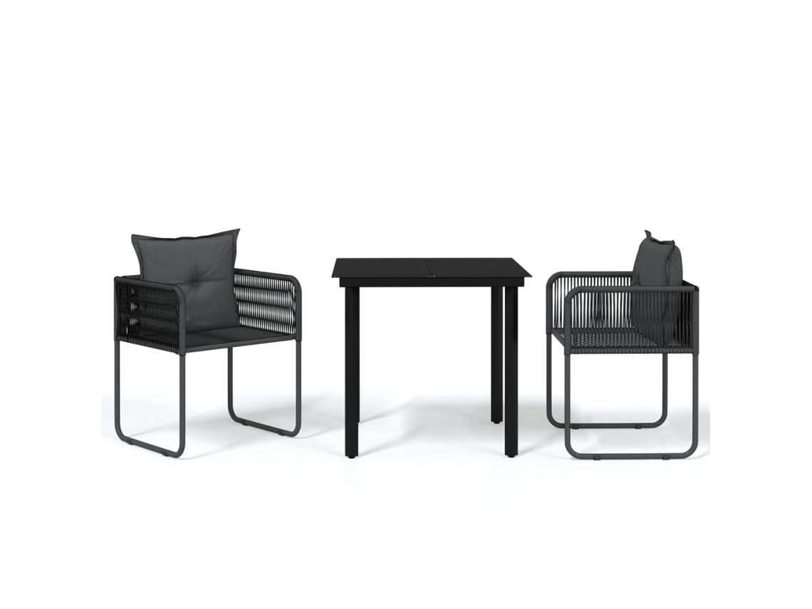 Maison Exclusive - Juego De Comedor Para Jardín 3 Piezas Negro