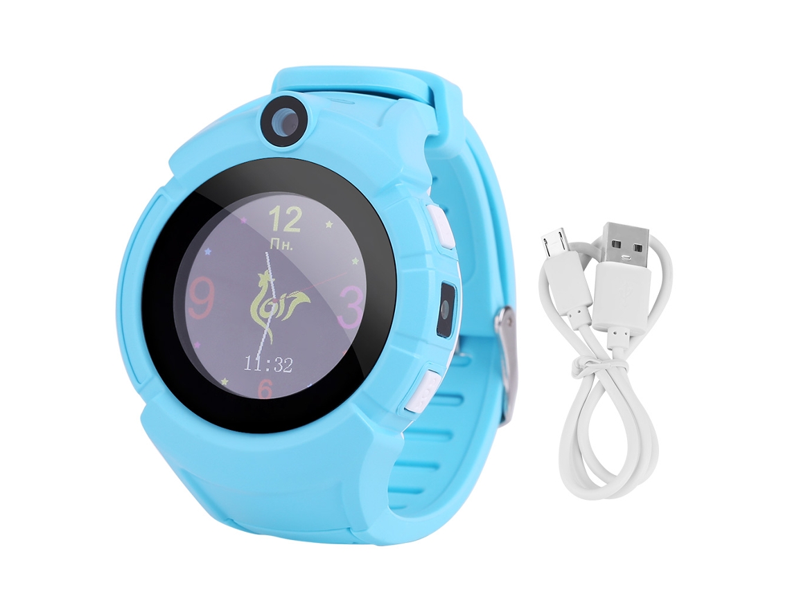 Reloj Inteligente Táctil Con Pantalla Redonda, Cámara, Posicionamiento Gps Para Niños, Antiexploración, Azul, Ruso