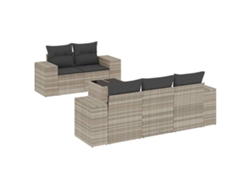 Maison Exclusive - Conjunto de sofá de jardín de 6 piezas con cojines, mimbre, gris claro