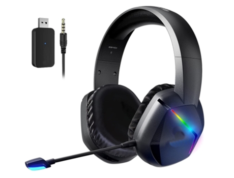 Auriculares Inalámbricos para Juegos 2.4G para Ps4 Ps5 Pc con Micrófono Desmontable y Bajos Led Rainbow Rgb con Audio de Juego y Modo de Uso Negro ...