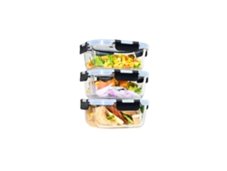 Recipientes de vidrio para almacenar alimentos, diseño hermético, aptos para microondas, 3 x 800 ml, Ma