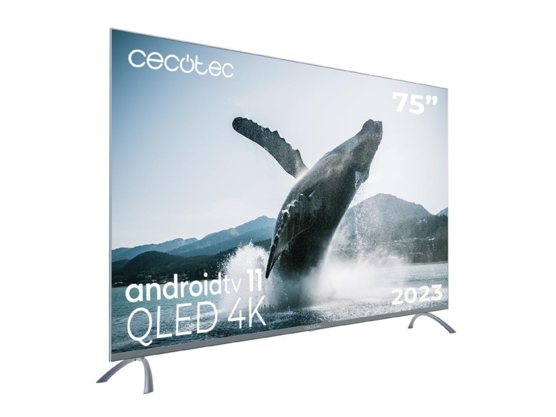 Televisor Cecotec QLED de 75" con resolución 4K UHD, sistema operativo Android TV 11, local dimming, Google Voice Assistant y Chromecast.