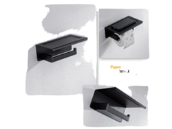 Juego de accesorios de baño, soportes de pared, construcción de metal resistente, ZJP-Negro