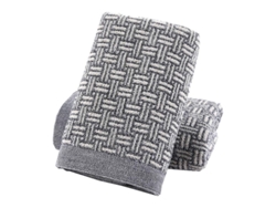 Rebe-set De 2 Toallas De Baño De Algodón Estampado Cuadros Absorbentes Suaves 34x74 Cm Gris