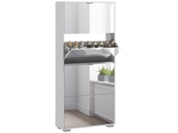 Zapatero 2 en 1 con frentes de espejo, 4 puertas plegables y estantes ajustables, hasta 24 pares, 76 x 26 x 168 cm
