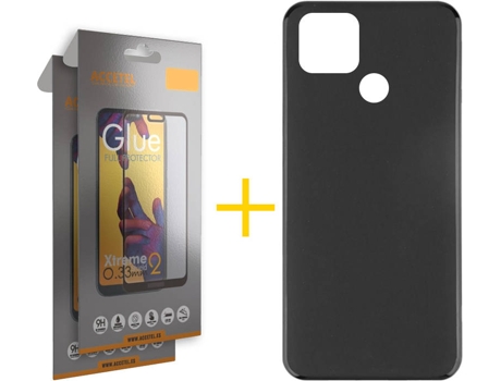 Kit Funda + 2 Protectores de Pantalla Oppo A15 ACCETEL Full Liso (Negro)