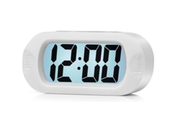 2026-reloj Despertador Digital Silicona Pantalla Lcd Grande Snooze Luz Baterías Blanco