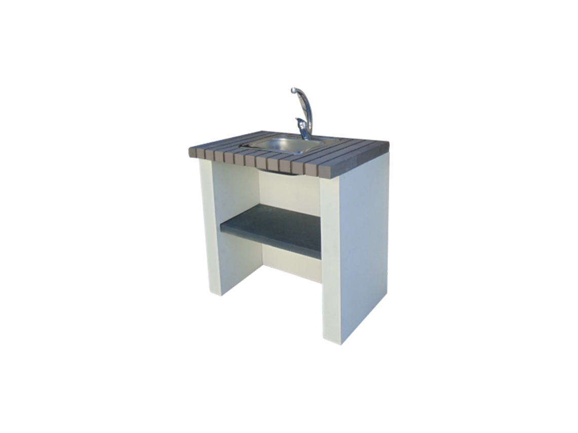 Módulo lavabo MIDI - Módulo sobre encimera con lavabo, realizado en ladrillo gris y hormigón pintado de blanco - 80x57x82cm NESH