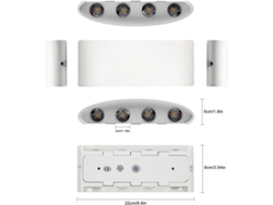 Lámpara De Pared Led 8w Blanco Cálido 3000k Aluminio Moderna Ip65 Para Salón Dormitorio Pasillo Cocina clase Energética F