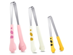 Cuisine Pince In Forme De Griffe De Chat 3 Pièces Acier Inoxidable Silicona Jaune Rose Blanc