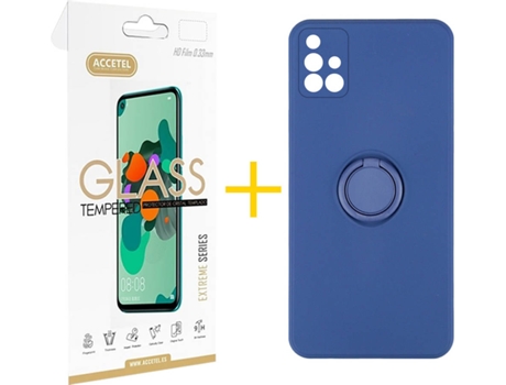Carcasa + Protector de Pantalla para Samsung Galaxy A71 ACCETEL Azul Oscuro