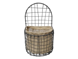 Cesta de pared grande semicircular, bolsa de lino de hierro