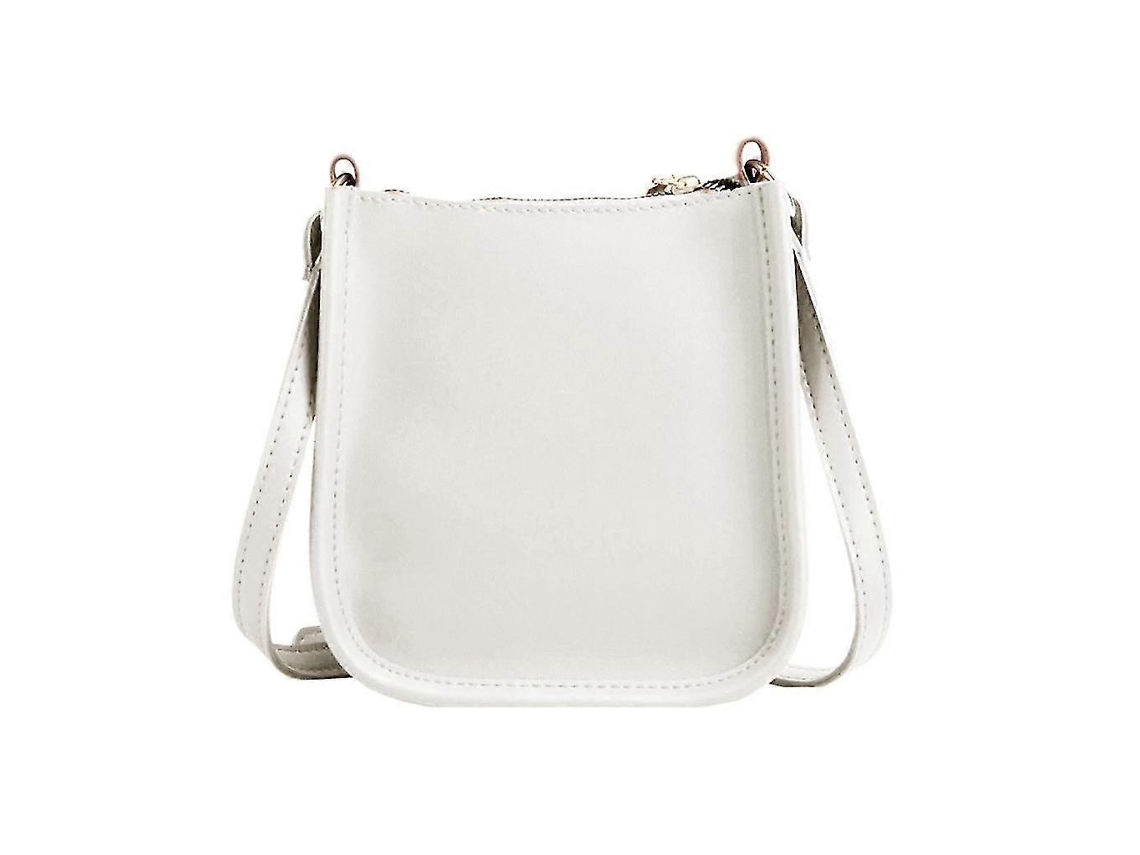 Bolso bandolera retro de piel sintética, para mujer y niña, blanco