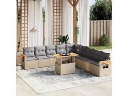 Conjunto de sofá de jardín de 11 piezas con cojines, mimbre sintético beige, DKD Home Decor