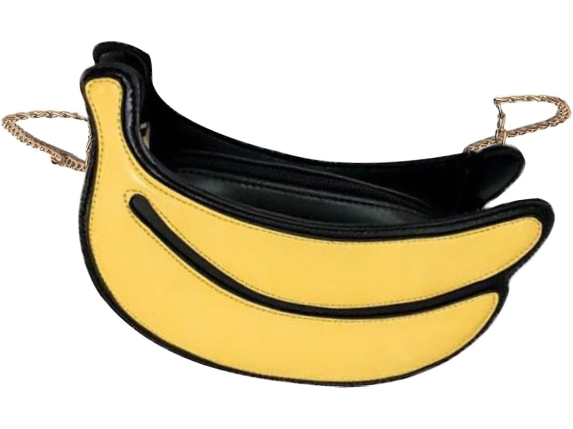 Bolso De Hombro De Piel Sintética Con Diseño De Plátano Y Frutas Divertidas Para Mujer, Ideal Para Uso Diario, Con Cadena.