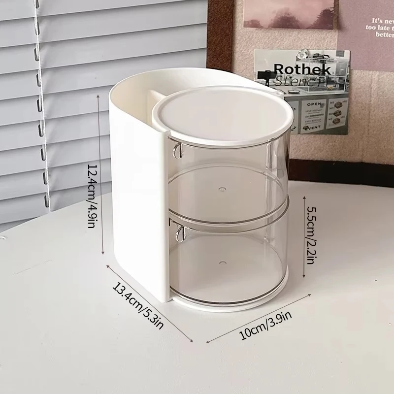 Caja organizadora de cosméticos, caja organizadora para baño. MDUG (blanca, 2 capas)