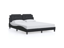 Maison Exclusive - Estructura De Cama Sin Colchón Zadar Cuero Sintético Negro 160x200 Cm