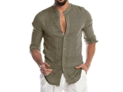 Camisas de manga larga con botones para hombre para playa informal de verano