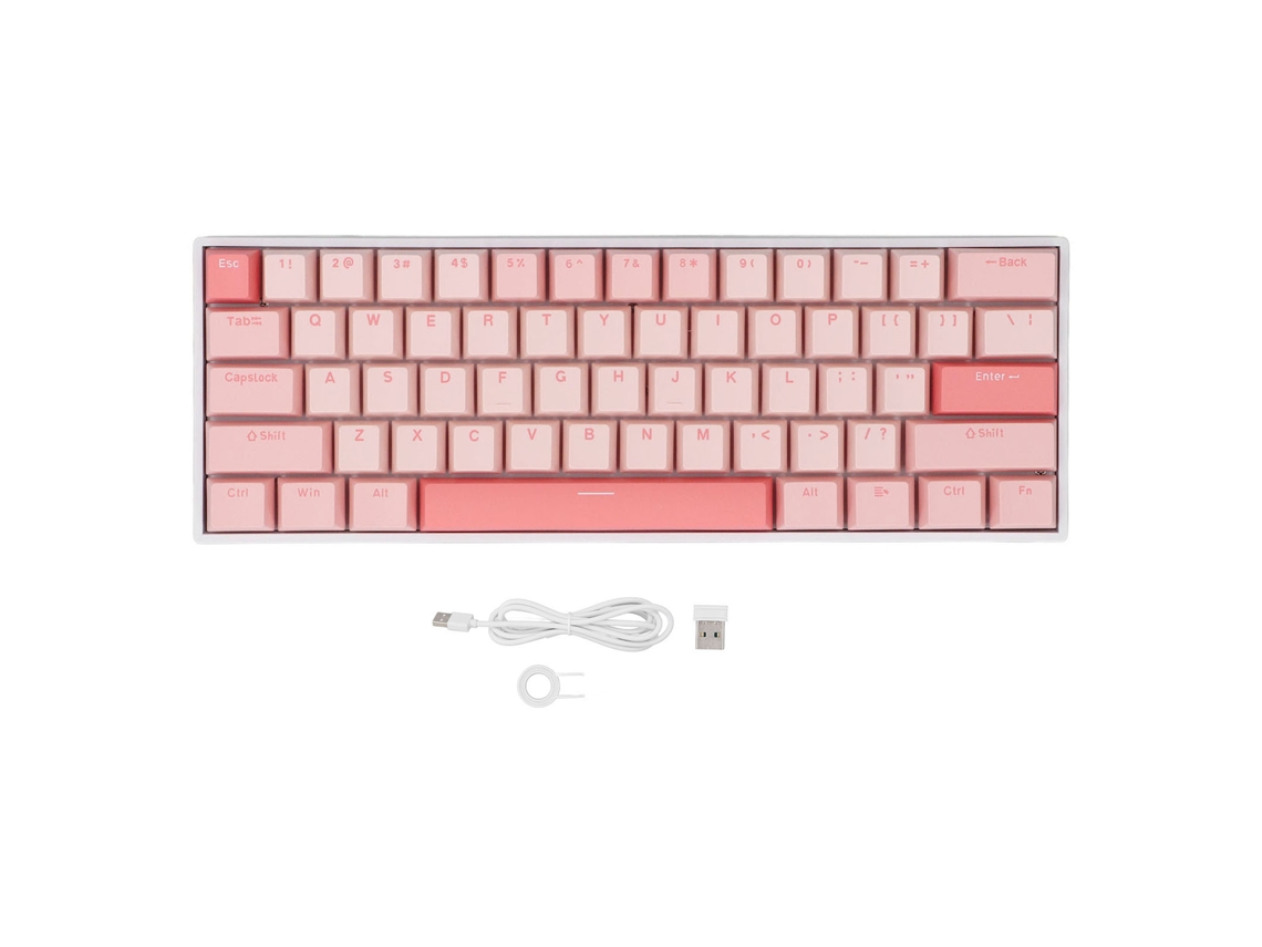 Teclado Mecânico Gamer 61 Teclas Sem Fio Bluetooth 2.4g Com Fio Rgb Switch Vermelho Para Pc Laptop