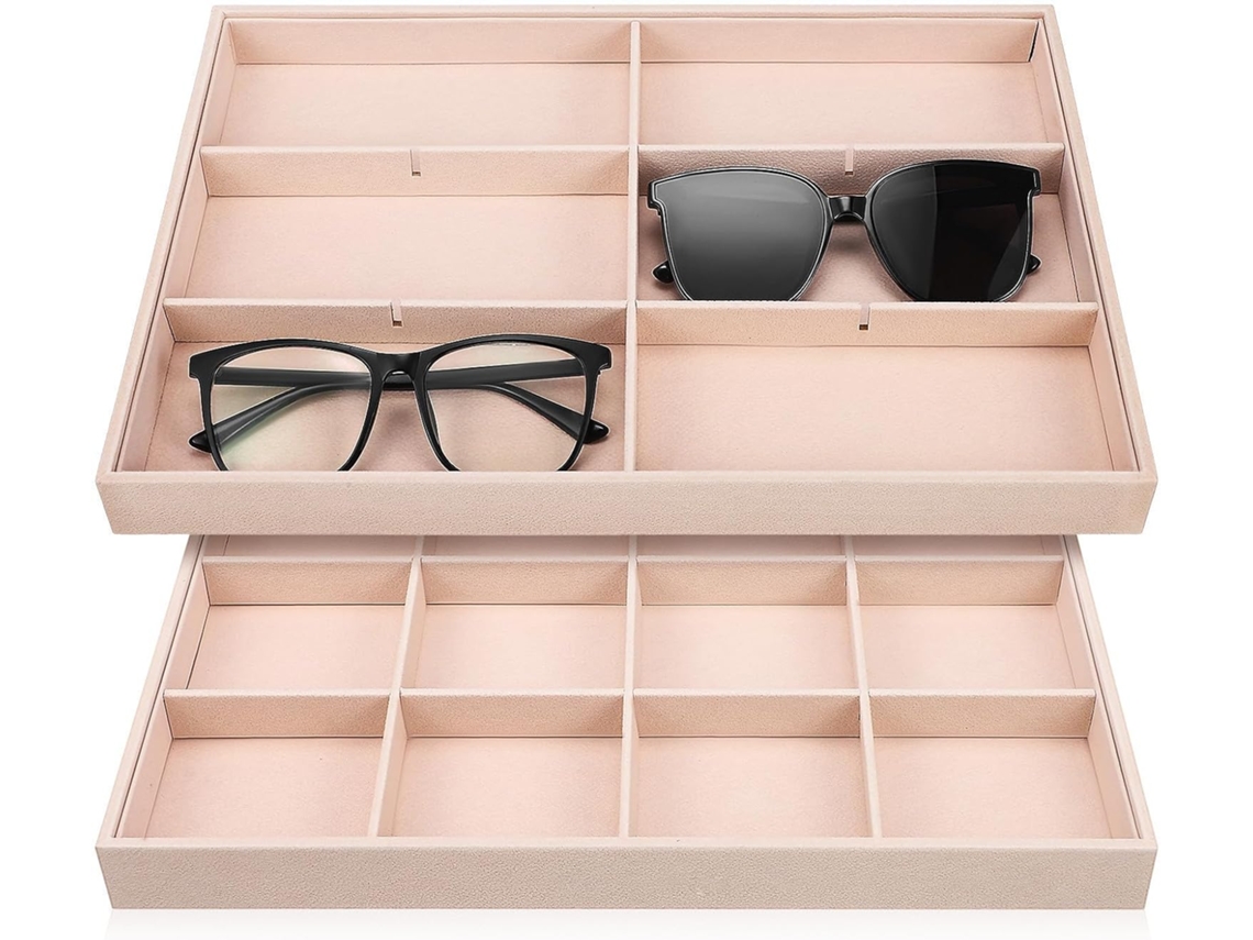 Organizador Cajones Joyas 2 Piezas Tablero Densidad Compartimentos Ajustables Almacenamiento Elegante Flexible