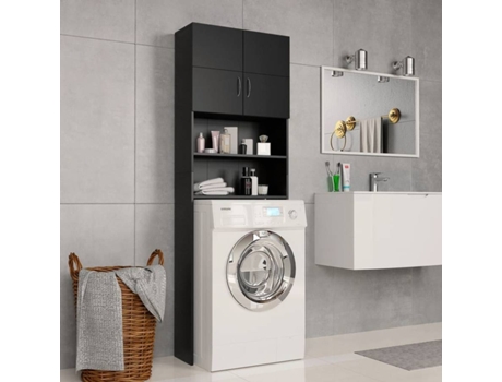 vidaXL Armario de lavadora madera contrachapada negro 64x25,5x190 cm