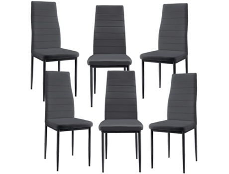 Juego de Sillas de Comedor [EN.CASA] (6 Un - Gris Oscuro - 96x43x52 cm - Cuero SintÁÂÁÂÁÂÁ©tico)