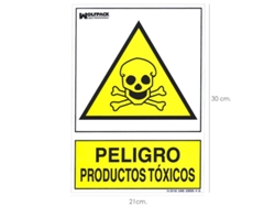 Cartel peligro productos toxicos 30x21cm.