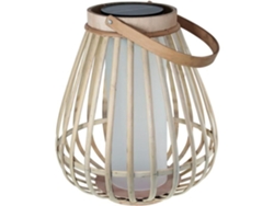 Lámpara Solar Beige Marta Iluminación de Bambú Natural Efecto Llama Carga USB y Solar
