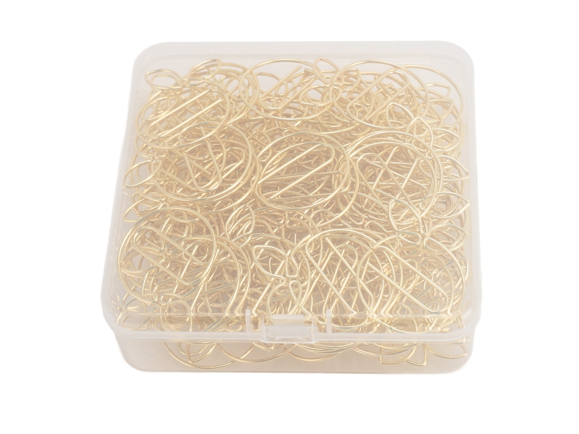 100 Clips De Papel Dorados De Acero Inoxidable Con Caja Para Hogar Y Oficina Naranja