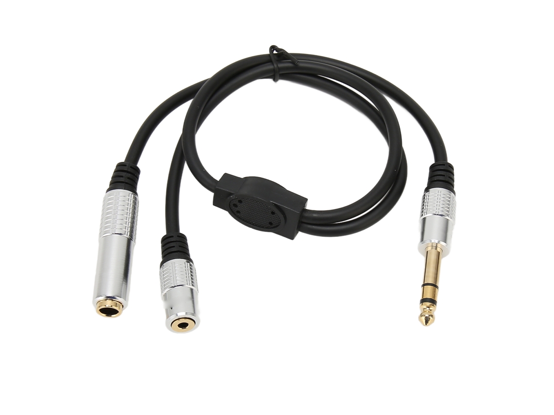 Cabo Divisor Estéreo 6.35mm Macho Para 6.35mm E 3.5mm Fêmea Para Amplificador Microfone 1 Divide Em 2
