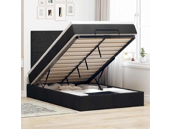 Estructura Cama Otomana Colchón Tela Negro 120x200cm
