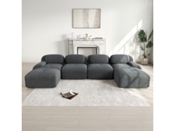 Sofá modular en forma de U, no requiere montaje, pana transpirable, espuma 32D, brazos anchos, ergonómico y pet-friendly, color gris Mobrio.