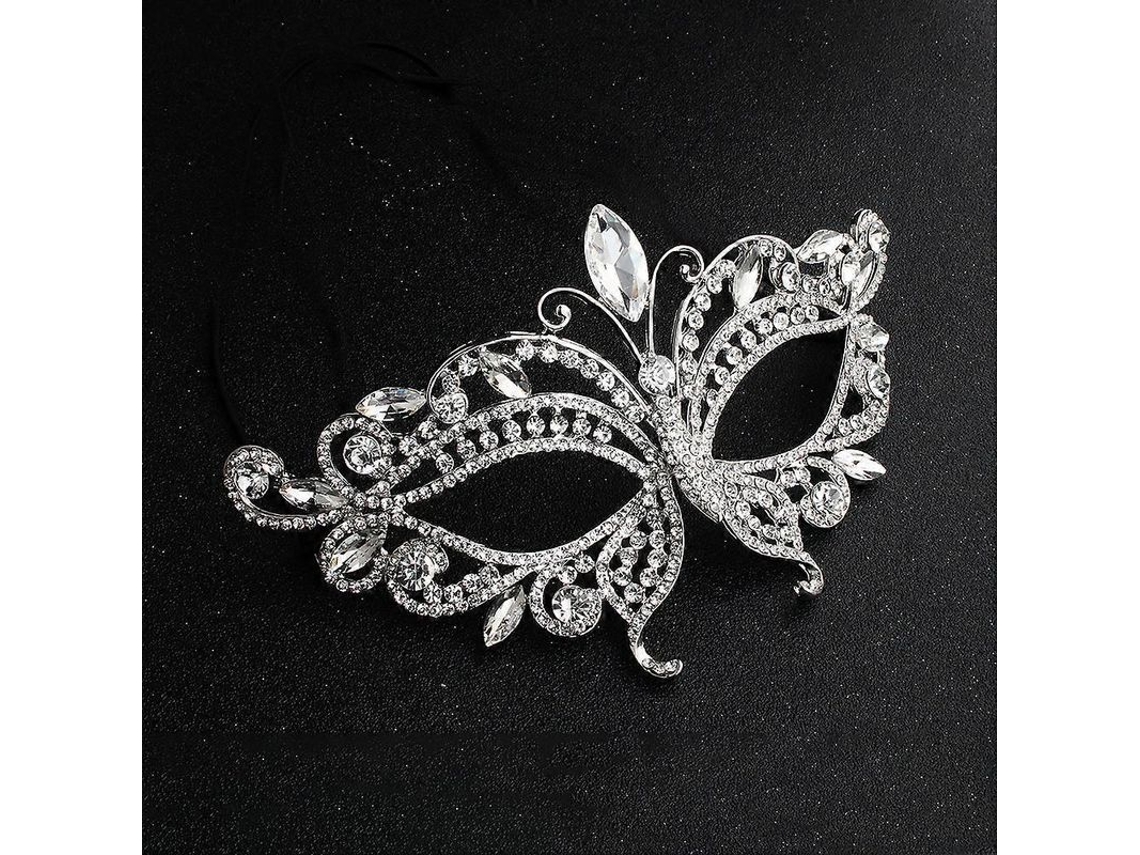 Máscara De Fiesta Para Mujer Con Diamantes De Imitación, Accesorio De Joyería Para Baile De Disfraces, Halloween, Aleación De Zinc Brillante.