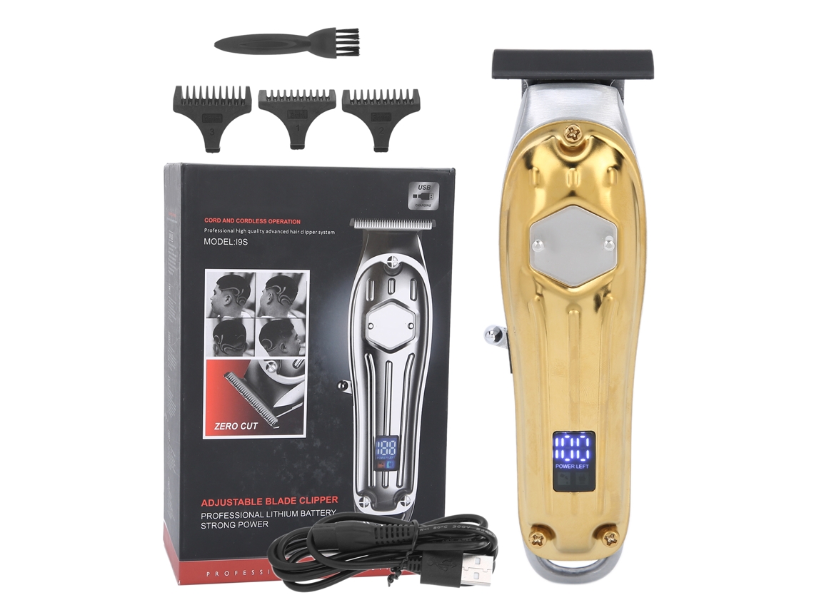 Tijera De Pelo Eléctrica Recargable Con Pantalla Lcd Profesional Para Estilismo De Cabello Oro